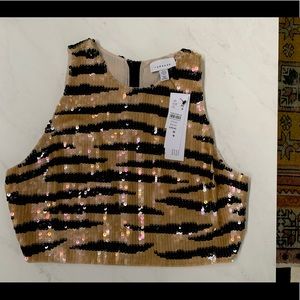 Topshop Sequined Tiger Print Crop Top